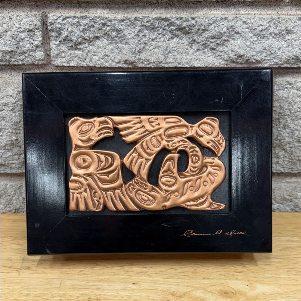 Clarence A. Wells Haida Box, Eagle Orca Silver Design Wood Box